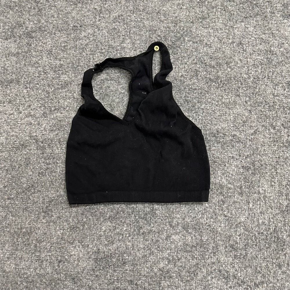Urban Outfitters Crop Top Womens Size S Black Ribbed Racerback Seamless V-Neck